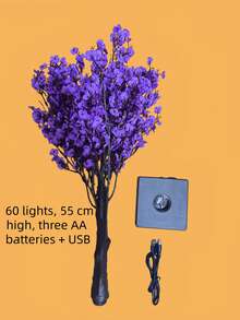 1PC 55CM Tall 60-Light Warm White Fairy Tree Lamp, USB + 3 AA Batteries Dual Power Supply, Ins Style Ambient Desktop Decor Light, Bedroom Homestay Party Ornament, Birthday Holiday Gift LED Tree Light - Multicolor - View 12