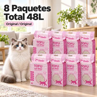Don Feliz Litière végétale au tofu ultra-fine pour chats, 1,5 mm, absorption 3 fois supérieure, jetable directement dans les toilettes - Parfum Original - Lot de 2/4/8 sacs