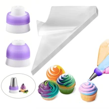 Cake Piping Set, Includes 2 Three-Color Converters And 110 Thickened Piping Bags, Suitable For Use With 1.2/1.5 Inch Bottom Diameter Piping Tips, DIY Cupcake Cream Decoration Baking Tools - View 2