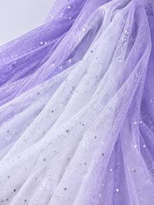 HHMC 1pc Gradient Mesh Star Sequin Decorated Fabric, Transparent Tulle, Suitable For Wedding, Stage And Party Decoration; Floral Packaging Mesh Fabric, 145cm Wide, Handmade DIY Fabric - Multicolor - View 8