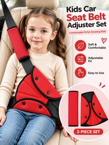 2pcs Kids Car Seat Belt Adjuster + Shoulder Pad Set, Anti-Choke Shoulder Belt Positioning Protector, Soft Comfortable Detachable, Car Seat Accessories For 3-6 Years Old Children - Multicolor - View 16