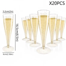 8/20 st återanvändbara 4.5oz champagneglas i klar akryl, krossäkra, lämpliga för fester, bröllop och stora evenemang, eleganta och lätta att rengöra, festtillbehör - Visa 11