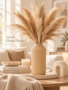 1pc Modern Minimalist Matte Striped Vase, Nordic Bohemian Short Neck Decorative Vase, Suitable For Reed Grass And Artificial Flowers, Living Room Bedroom Office Desktop Centerpiece Decor, Wedding Easter Spring Home Decoration - Vase - View 10