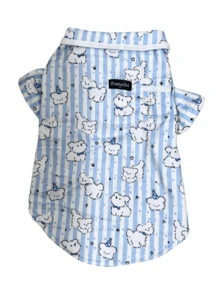 1pc Pet Pajamas Short Sleeve Thin Fleece Clothing, Stylish Anti-Shedding Outfit For Poodle, Teddy And Other Small Dogs, Lightweight Spring/Autumn Matching Pet Clothes For Dogs And Cats - Multicolor - View 11