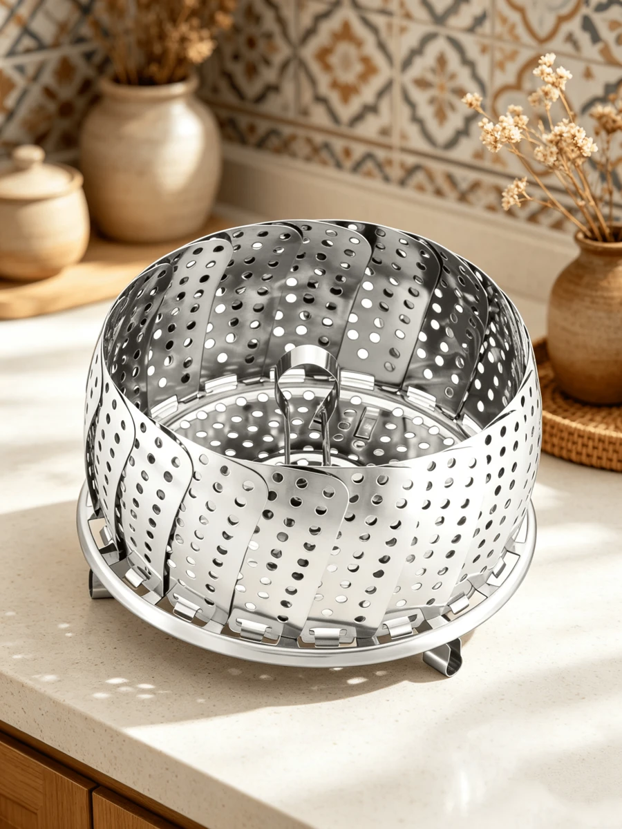 Versatile, Adjustable Steamer Insert With Stainless Steel Sieve, 23.5 Cm Diameter, Suitable For All Types Of Cookware, Enables Gentle Steaming - View 1