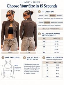 Women's Autumn/Winter Brown Faux Suede Short Motorcycle Jacket, Stand Collar Zipper For Daily Wear, Back To School Halloween And Christmas Outfits - Coffee Brown - View 10