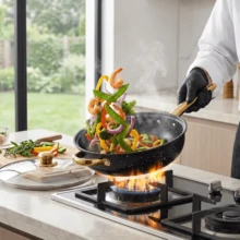 12Pcs Stainless Steel Cookware Set(6 Pots + 6 Lids), Non-Stick Speckled Cooking Pots & Pans With Glass Lids & Golden Handles, Kitchen Cooking Set For Stove - View 6