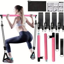 Bộ 8 món thanh tập Pilates kèm 4 dây kháng lực (140 Lbs), bộ thiết bị tập gym tại nhà di động với dây đeo cổ chân và ba lô dây rút, phù hợp cho nam và nữ tập thể dục - Nhiều màu - Xem 11