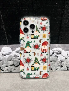 聖誕創意聖誕老人設計透明全包覆軟手機殼，適用於 iPhone 18/18 Pro Max/17/16/15/14/13/12/11/14 Pro/Pro Max/X/XR/XS/XS Max/15 Pro Max/17 Pro Max 及其他機型，時尚手機保護殼 - 無色 - 查看 2