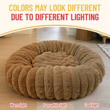 Luxury Faux Rabbit Fur Round Donut Pet Bed, Dog Bed, Cat Bed, Soft Fluffy Comforting Pet Bed, Thickened Rim Warm Pet Sleeping Bed, Suitable For Small And Medium Pets - Multicolor - View 4