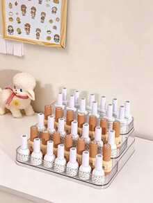 1pc Tiered Nail Polish Storage Rack, Transparent Multi-Layer Display Stand, Thickened & Durable, Suitable For Nail Polish, Essential Oils, Perfume Samples, Makeup Bottles, Vanity Desktop Organizer - Clear - View 3