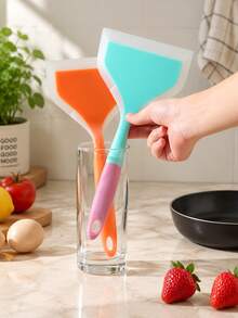 Random 2/1pc Silicone Wok Spatula, Translucent Kitchen Frying Spatula, Cabinet Cookware, Home Cooking Wide-Mouth Slotted Spatula - Multicolor - View 12