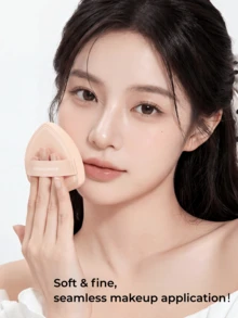 OEIEZ Cotton Candy Makeup Puff, Thickened Shield Shape Foundation Sponge, Wet & Dry Use, 3T Rubycell Soft For Base Makeup - Apricot - View 11