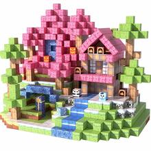 100pcs Random Color Cherry Blossom Forest Cascade Fairy Wooden House Building Blocks, DIY Stacking And Construction Toy Set, STEM Learning Toy, Develop Imagination And Hands-On Ability, Suitable For Boys And Girls 3 Years Old And Above, Halloween Christmas Birthday Holiday Gift - Multicolor - View 1