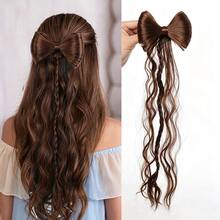 Cross-Border Bow Half-Up High Ponytail Wig For Women, Braided Hair Bun With Alligator Hair Clip, Hair Accessory - Black - View 10