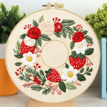 1 buah Kit Sulaman Karangan Bunga Cantik Ukuran 20*20cm/7.9*7.9in, Set Sulaman Buatan Tangan DIY untuk Pemula Dewasa, Hadiah Rumah, Hadiah Menjahit Wanita, Termasuk Panduan Pengguna, Kain Pola Cetak, Bingkai Sulaman, Jarum dan Benang. - 20x20cm / 7.9x7.9in - View 13
