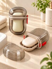 Portable Travel Soap Box With Lid And Drainage Tray, Compact Sealed Soap Box With Snap Lock, Suitable For Bathroom, Gym And Business Trip, Travel Essential, Bathroom Storage, Holiday Accessory And Christmas Gift - Soap Box - View 1