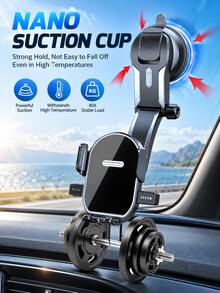Car Phone Holder, Vacuum Suction Cup Dashboard/Windshield Mount, 360° Rotating Auto-Locking Cradle, With Foldable Extension Arm, Universal GPS Navigation Bracket, Suitable For Car SUV Truck, Adjustable Side Clamps, Hands-Free Driving Accessory - Multicolor - View 7