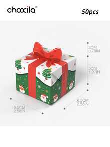 choxila 10/50pcs Christmas Gift Boxes With Bow Decoration, Santa Claus & Christmas Tree Print Candy Boxes, Christmas Party Favor Snack Boxes - Christmas Gift Box - View 14