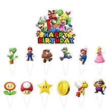 Happy Birthday-tårtdekorset, cupcake-toppers, tecknade spel-tårtdekorationer, tematiska tårtpinnar för födelsedag, Halloween, Thanksgiving och jul - Multifärgad - Visa 4