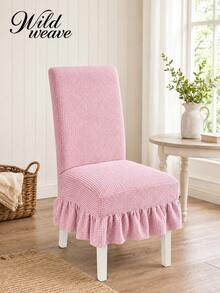 1/4 buah Sarung Kursi Belakang Tinggi Jacquard Warna Polos, Minimalis Modern, Poliester Tebal Elastisitas Tinggi, Pelindung Kursi Universal untuk Semua Musim, Dekorasi Rumah, Sarung Kursi Makan Musim Gugur Natal - Baby Pink - View 10