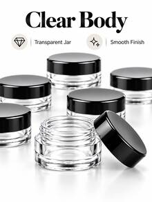 50/5 Packs 5g Empty Cosmetic Sample Jars, Transparent Plastic With Lid Containers, Suitable For Face Cream, Lotion, Beads, Eyeshadow And Rhinestones, Portable Travel Storage Jars - Black - View 10