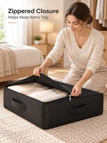 Heavy-Duty Waterproof Underbed Storage Bag, Durable Textured Material, Reinforced Stitching, Multiple Handles For Easy Access, Stackable Flat Design, Suitable For Seasonal Clothing And Bedding, Ideal For Home Closet And Dorm Storage - Multicolor - View 8