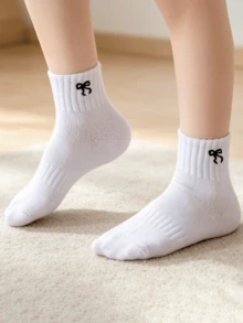 10 Pairs Random Children's Socks, All-Season Breathable Sports Bow Socks, Suitable For Boys And Girls, Mid-Calf, Simple Casual - Multicolor - View 4
