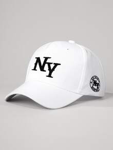 1 buah Topi Baseball Bordir Huruf Unisex NEW YORK Fashion Dapat Diatur Perlindungan Matahari Topi Kasual Cocok Untuk Perjalanan Musim Semi dan Gugur, Pantai, Pesta - Putih - View 5