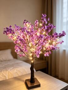 1PC 55CM Tall 60-Light Warm White Fairy Tree Lamp, USB + 3 AA Batteries Dual Power Supply, Ins Style Ambient Desktop Decor Light, Bedroom Homestay Party Ornament, Birthday Holiday Gift LED Tree Light - Multicolor - View 13