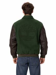Timberland Men's Outdoor Casual Sports Leather Jacket - Green/Brown - View 3