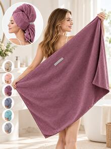 Quick-Dry Microfiber Hair Towel Bath Towel, Hair Wrap, Bathroom Essential, Thick Soft High Absorbency, Great Gift Choice For Halloween Or Christmas, Suitable For Home Bathing, Travel And Grooming - Multicolor - View 2