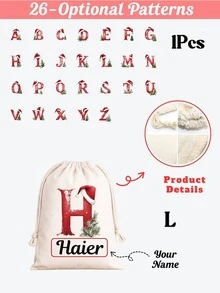 Custom Name Santa Initial Christmas Sack, Large Capacity Reusable Canvas Drawstring Gift Bag, Personalized Xmas Gift Storage Pouch, Holiday Present For Family, Home Christmas Decor, Available In L & XL Sizes - Multicolor 2 - View 11