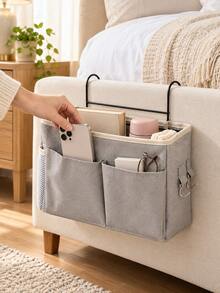 2pcs/1pc Bedside Hanging Storage Organizer, Washable Fabric Material, Suitable For Dormitory Bunk Bed, Desk And Other Places, Equipped With Metal Frame Hook, Can Hang Multiple Storage Pockets. - Multicolor - View 2
