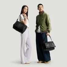 Adidas Originals Unisex ORIGINALS MATERIAL MIX PUFFY MESSENGER BAG, Puffy Portable Crossbody Sports Messenger Bag, 34cm*24cm*10cm Large Capacity Shoulder Bag KW1274 - Black - View 1