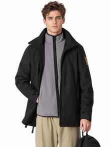 Timberland 新款男士戶外登山攀岩保暖抓絨可拆卸帽 2合1/3合1軟殼外套 - 黑色/灰色 - 查看 2
