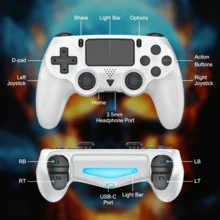 White P4/PC Wireless Controller, Multi-Touch Panel + Six-Axis Gyroscope, Turbo Burst Function, Four-Zone Vibration, 600mAh Battery, 2-Hour Charging For 7-9 Hours Of Play, 3.5mm Headphone Jack, ABS White, Great For Fighting Game Enthusiasts/PC Gamers - View 6