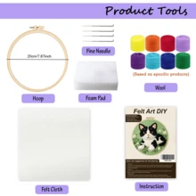 20x20cm/7.9x7.9 Inch DIY Needle Felting Starter Kit,Wool Felt,Cartoon Animals Theme Includes Instruction Manual,Embroidery Frame,Stamping Needle,Foam Padding,Wool And Felt,Handicraft Embroidery For Home Decoration,Suitable Gift For Special Occasions - Cartoon Animals - View 7