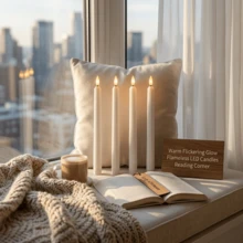 Bộ 6 nến trụ không lửa (có điều khiển từ xa và chức năng hẹn giờ); chạy bằng pin (không bao gồm pin); hiệu ứng ngọn lửa nhấp nháy; phù hợp cho sinh nhật, tiệc tùng, trang trí nhà thờ và các sự kiện lễ hội - Nhiều màu - Xem 4