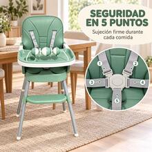 Silla alta para niños, dos modos de altura, incluye vajilla - Verde - Ver 4