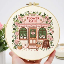 1 buah ukuran 20*20cm/7.9*7.9in, Perlengkapan Bordir Toko Cantik, Set Bordir Buatan Tangan DIY untuk Pemula Dewasa, Hadiah Rumah, Hadiah Menjahit Wanita, Termasuk Panduan Pengguna, Kain Pola Cetak, Bingkai Bordir, Jarum dan Benang. - 20x20cm / 7.9x7.9in - View 12