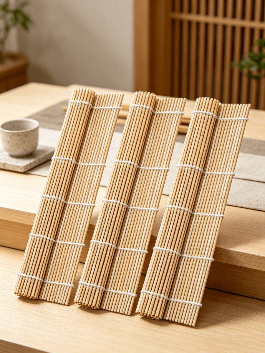 24 * 24 Cm Bamboo Sushi Rolling Mat, 3-Piece Bamboo Sushi Set, Simple DIY Kit For Beginners To Make Homemade Sushi - View 1