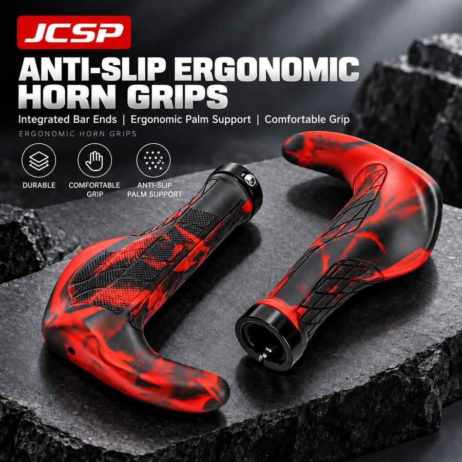 JCSP Ergonomic Mountain Bike Bullhorn Handlebars, Non-Slip Rubber Grip With Palm Support And Locking Ring, Comfortable Shock-Absorbing Mountain Bike Grips - Multicolor - View 1