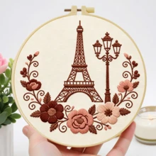 1PC 20*20cm/7.9*7.9in,Famous Buildings Embroidery Kit, DIY Handmade Embroidery Set For Adult Beginners, Home Gift, Women's Sewing Gift, Including User Manual, Printed Pattern Fabric, Embroidery Frame, Needle And Thread. - 20x20cm/7.9x7.9in - View 7
