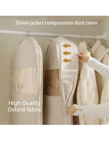 3 Sizes Beige Compression Storage Bags - 40% Space Saving Vacuum Seal, Suitable For Down Jackets And Winter Wardrobe, Transparent Luxury Storage, With Durable Zipper - Multicolor - View 4