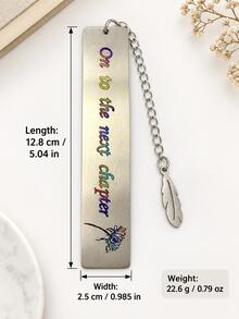 Engraved Metal Bookmark With Feather Pendant, On To The Next Chapter Inspirational Book Mark, Graduation Reading Gift For Book Lovers - Multicolor - View 4