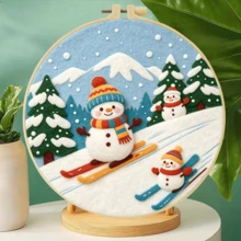 20x20cm/7.9x7.9 Inch DIY Needle Felting Starter Kit,Wool Felt,Winter Animals Theme Includes Instruction Manual,Embroidery Frame,Stamping Needle,Foam Padding,Wool And Felt,Handicraft Embroidery For Home Decoration,Suitable Gift For Special Occasions - Winter Animals - View 6