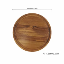 Round Wooden Serving Tray, Wooden Service Plate, Cake Cheese Pastry Fruit Snack Dessert Tray, Multi-Purpose Round Wooden Tray, Kitchen Table Decor, Coffee Cup Tray, Desktop Display Serving Tray - Khaki - View 7