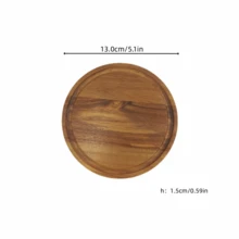 Round Wooden Serving Tray, Wooden Service Plate, Cake Cheese Pastry Fruit Snack Dessert Tray, Multi-Purpose Round Wooden Tray, Kitchen Table Decor, Coffee Cup Tray, Desktop Display Serving Tray - Khaki - View 8
