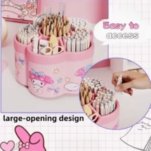 Hasbro Tempat Pena Kapasitas Besar Sanrio My Melody Berputar 360° - Gaya Pink Feminin, Kotak Penyimpanan Lucu & Praktis, Tempat Pena yang Dapat Diputar, Penyimpanan Terklasifikasi 6 Kompartemen, Desain Bukaan Ekstra Besar untuk Akses Mudah, Penggunaan Multi-Fungsional & Multi-Skenario, Tempat Pena Stiker DIY - Satu ukuran cocok untuk semua. - View 8